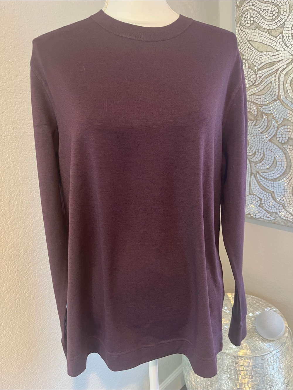 Lord Piana made in Italy Crewneck Long-Sleeve Top in Plum